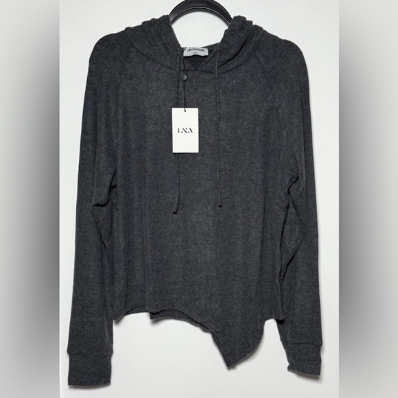 LNA NWT Dark Gray Asymmetrical Oversized Hoodie Sweater
